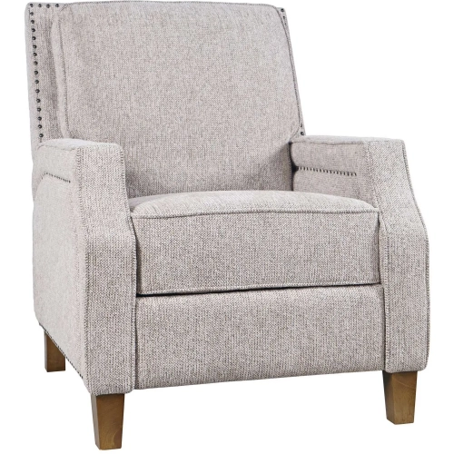 York Push Back Recliner in Grey Fabric with Nailhead Trim